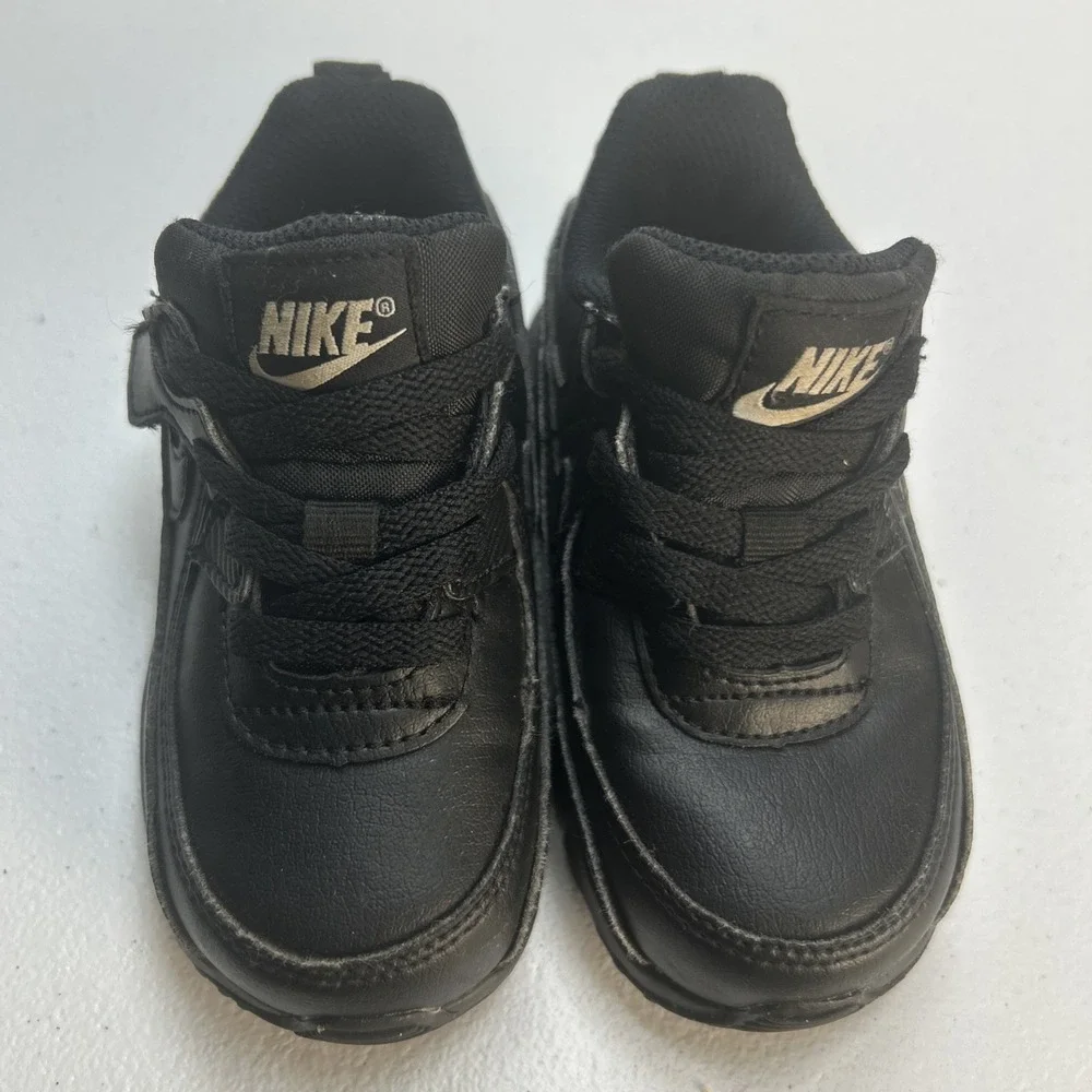 Nike Air Max 90 LTR Toddler Size 7C Triple Black Shoes Sneakers